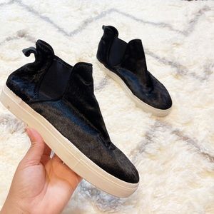 Zara Faux Fur Black Slip On Sneakers Shoes size 38 or 8